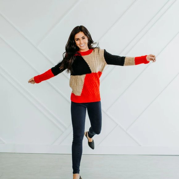 Red Block Sweater - Picture 2 of 2